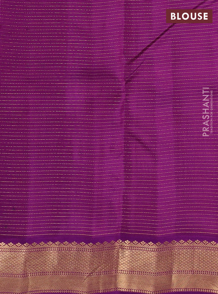 Kanchipuram silk saree teal blue and purple with allover small zari checks & buttas and rich zari woven korvai border
