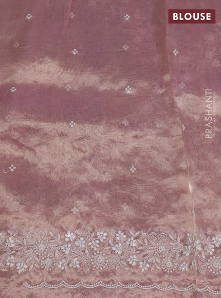 Tissue silk saree pastel pink with allover embroidery & sequin work