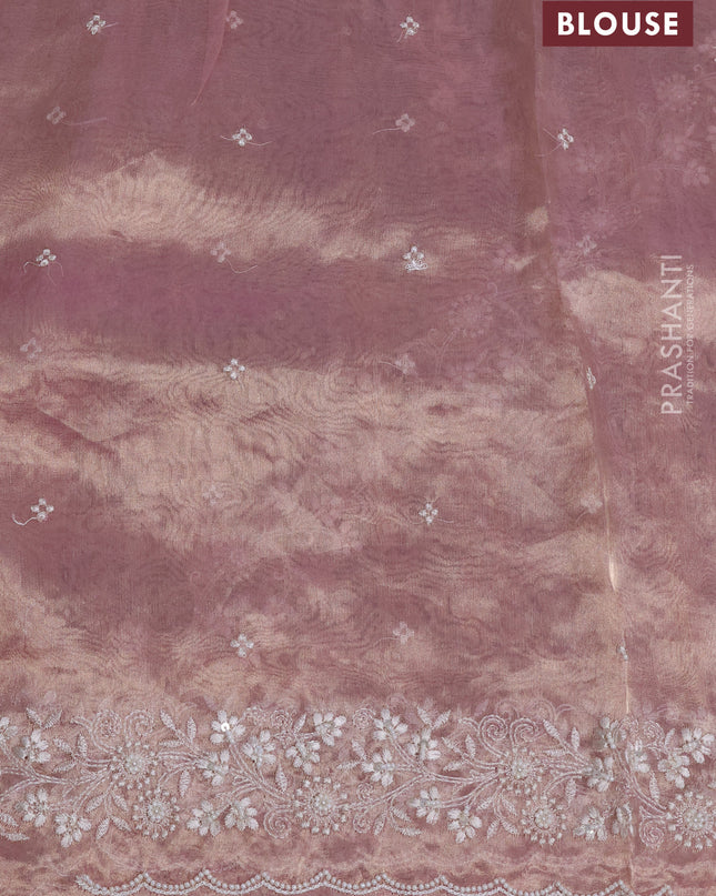 Tissue silk saree pastel pink with allover embroidery & sequin work