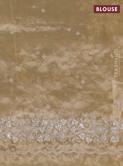 Tissue silk saree pale yellow with allover embroidery & sequin work