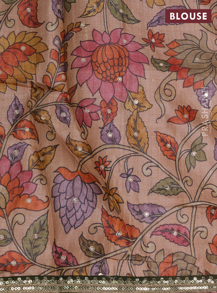 Tissue silk saree pastel pink with plain body and embroidery border