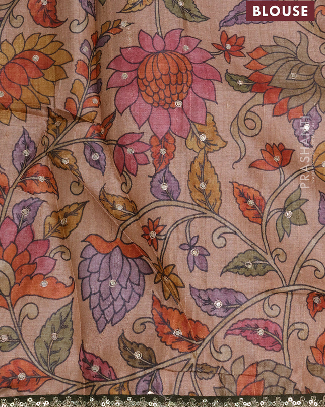 Tissue silk saree pastel pink with plain body and embroidery border
