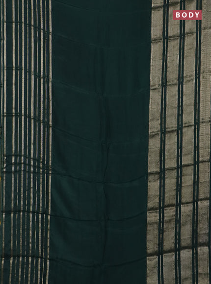 Semi mysore silk saree green and yellow with plain body and zari woven border