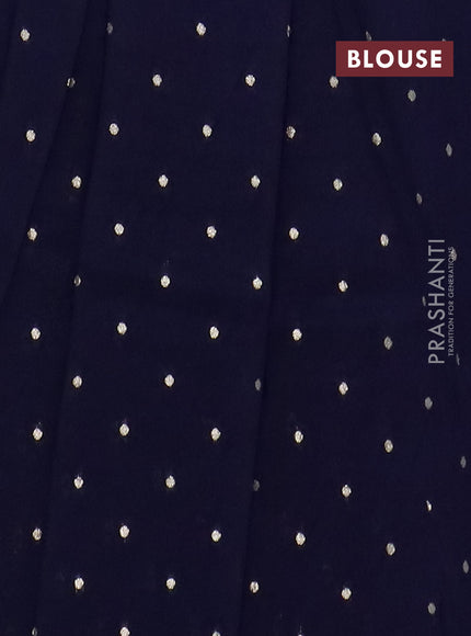 Semi mysore silk saree cs blue and navy blue with allover zari checks & buttas and zari woven butta border