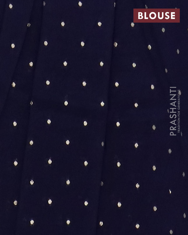 Semi mysore silk saree cs blue and navy blue with allover zari checks & buttas and zari woven butta border
