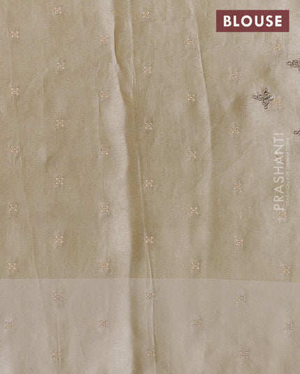 Banarasi silk saree cream with allover zari woven brocade weaves and embroidery pallu & zari woven butta border