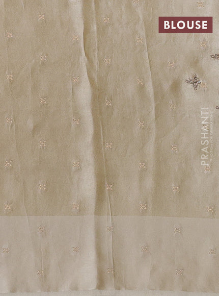 Banarasi silk saree cream with allover zari woven brocade weaves and embroidery pallu & zari woven butta border