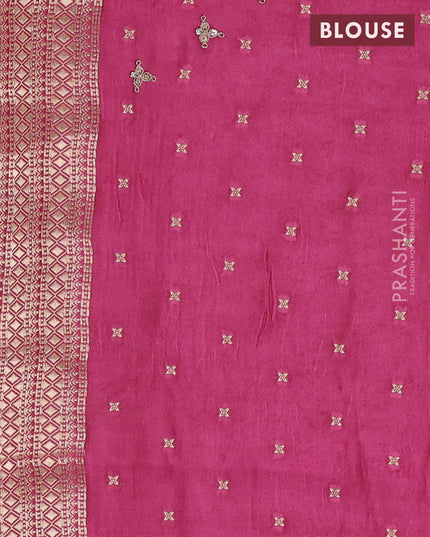 Banarasi silk saree onion pink with allover zari woven brocade weaves and embroidery pallu & zari woven butta border