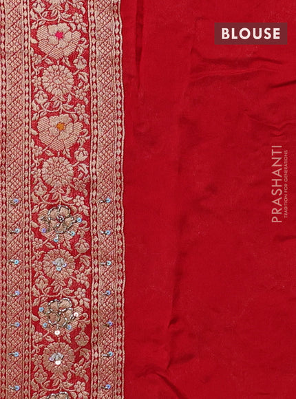 Banarasi silk saree red with allover zari weaves and sequin work & zari border