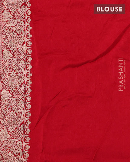 Banarasi silk saree red with allover zari weaves and mirror gotapatti embroidery border