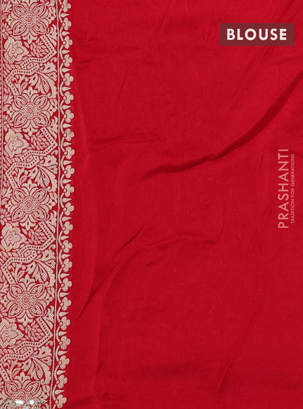 Banarasi silk saree red with allover zari weaves and mirror gotapatti embroidery border