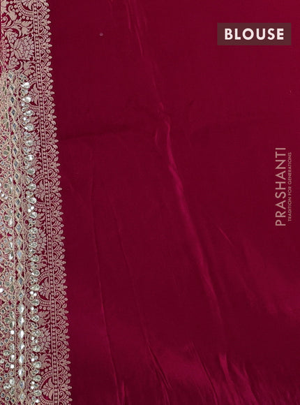 Banarasi silk saree pink with allover floral zari weaves and mirror gotapatti embroidery border
