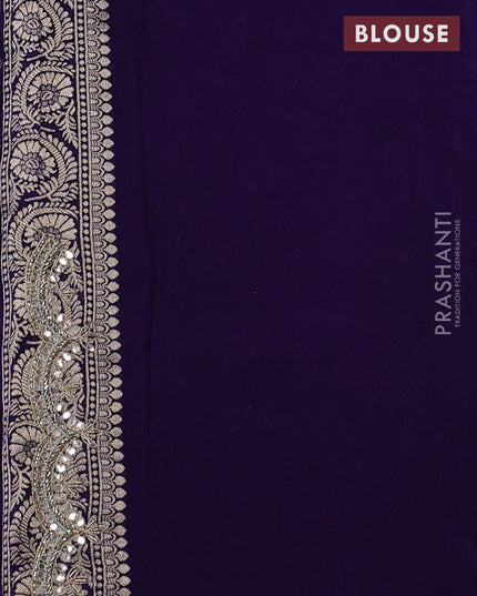 Banarasi silk saree violet with allover zari woven buttas and mirror gotapatti embroidery border
