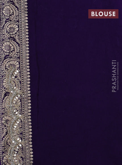 Banarasi silk saree violet with allover zari woven buttas and mirror gotapatti embroidery border