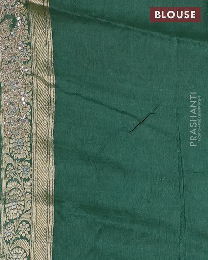 Banarasi silk saree green with allover thread & zari weaves and mirror work embroidery border