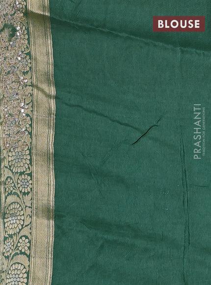 Banarasi silk saree green with allover thread & zari weaves and mirror work embroidery border