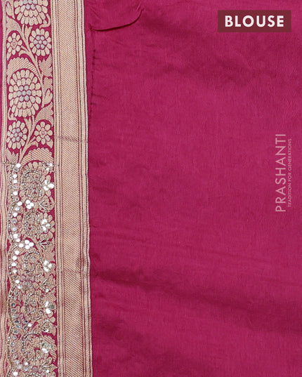 Banarasi silk saree pink with allover thread & zari weaves and mirror work embroidery border