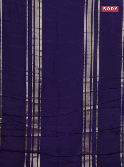 Semi mysore silk saree navy blue and pink with plain body and rettapet zari woven border