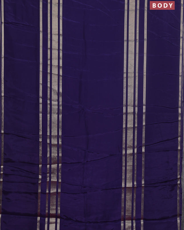 Semi mysore silk saree navy blue and pink with plain body and rettapet zari woven border