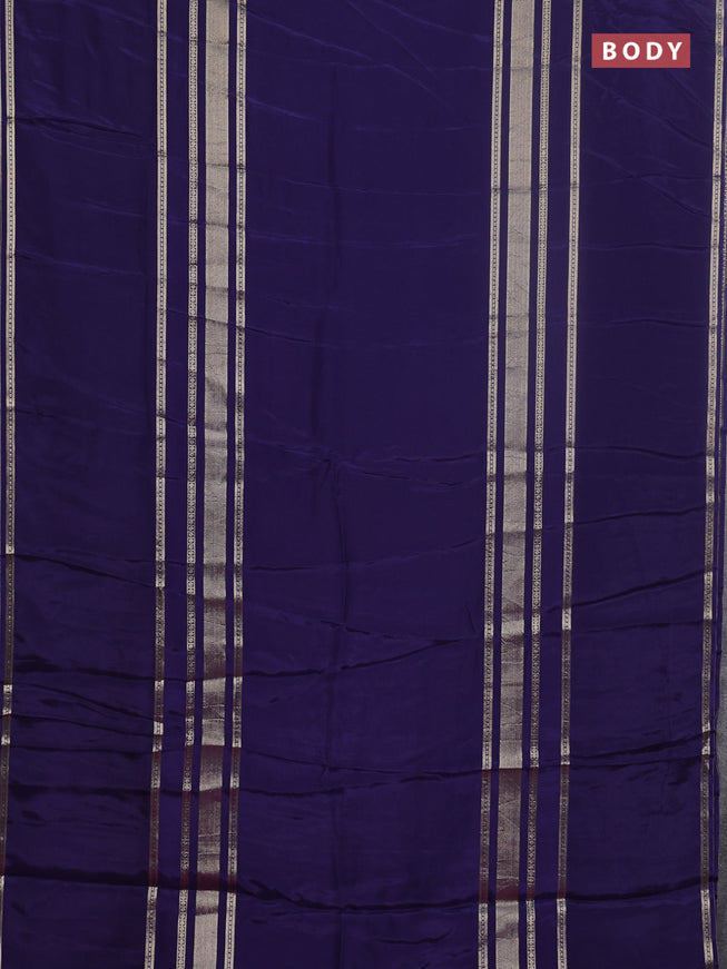 Semi mysore silk saree navy blue and pink with plain body and rettapet zari woven border