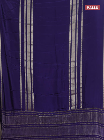 Semi mysore silk saree navy blue and pink with plain body and rettapet zari woven border