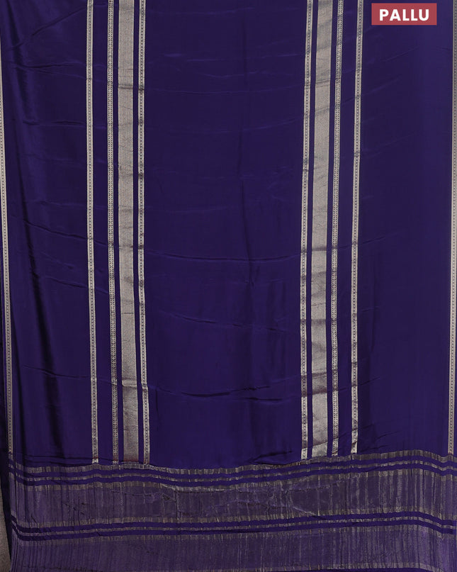 Semi mysore silk saree navy blue and pink with plain body and rettapet zari woven border