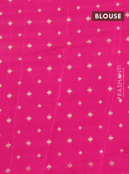 Semi mysore silk saree navy blue and pink with plain body and rettapet zari woven border