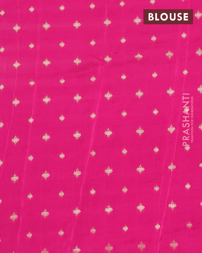 Semi mysore silk saree navy blue and pink with plain body and rettapet zari woven border