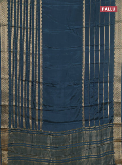 Semi mysore silk saree peacock green and yellow with plain body and long zari woven border
