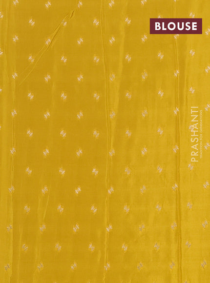 Semi mysore silk saree peacock green and yellow with plain body and long zari woven border