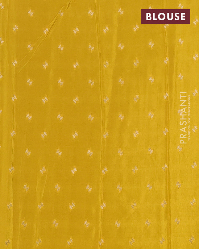 Semi mysore silk saree peacock green and yellow with plain body and long zari woven border