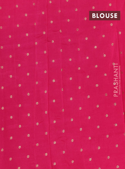 Semi mysore silk saree bottle green and pink with allover zari checked pattern and long zari woven border