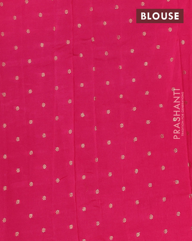 Semi mysore silk saree bottle green and pink with allover zari checked pattern and long zari woven border