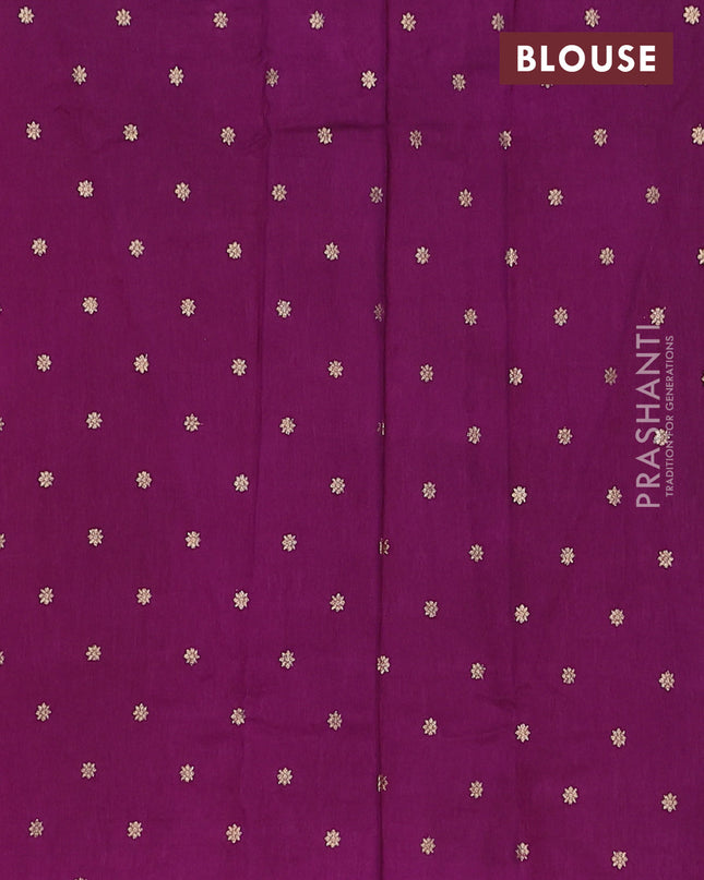 Semi mysore silk saree tomato pink and purple with allover zari checked pattern and long zari woven border