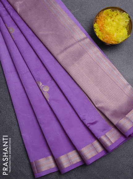Semi raw silk saree lavender with zari woven buttas and zari woven border