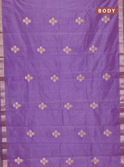 Semi raw silk saree lavender with zari woven buttas and zari woven border