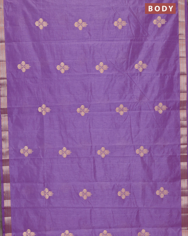 Semi raw silk saree lavender with zari woven buttas and zari woven border