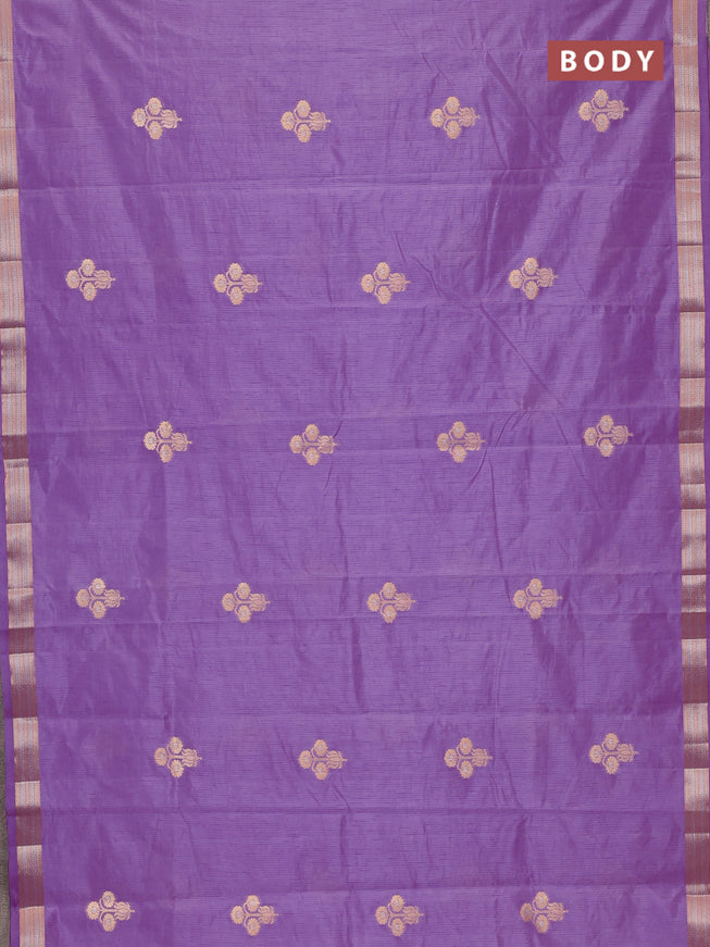Semi raw silk saree lavender with zari woven buttas and zari woven border