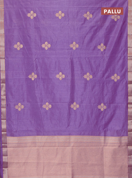 Semi raw silk saree lavender with zari woven buttas and zari woven border