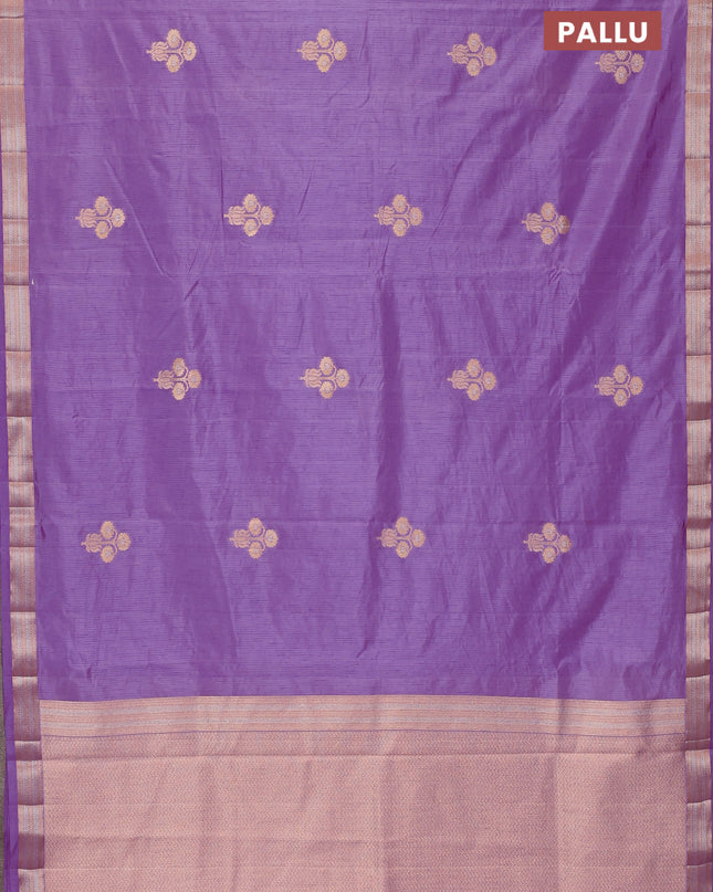 Semi raw silk saree lavender with zari woven buttas and zari woven border
