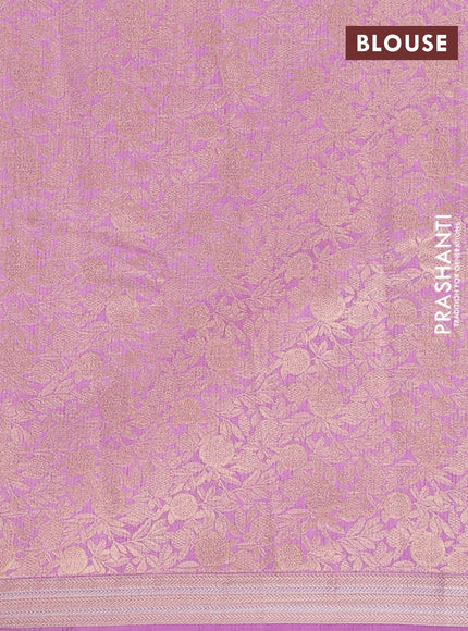 Semi raw silk saree lavender with zari woven buttas and zari woven border
