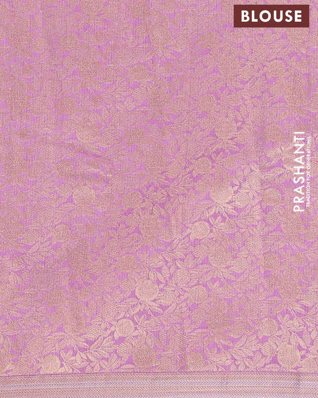 Semi raw silk saree lavender with zari woven buttas and zari woven border
