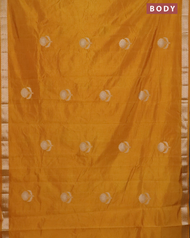 Semi raw silk saree mustard yellow with zari woven buttas and zari woven border