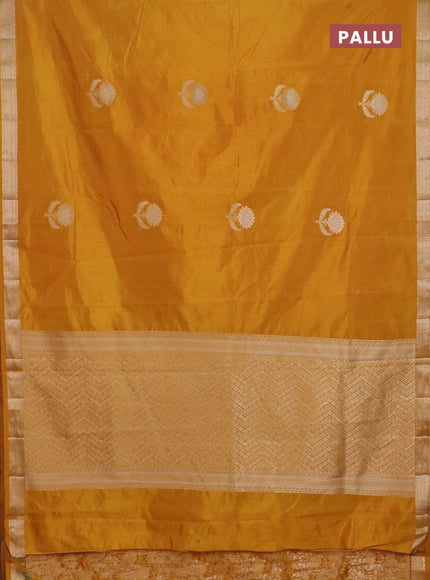Semi raw silk saree mustard yellow with zari woven buttas and zari woven border