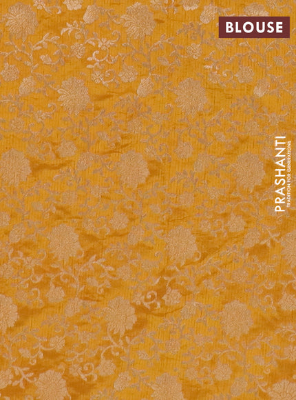 Semi raw silk saree mustard yellow with zari woven buttas and zari woven border