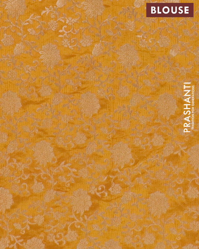 Semi raw silk saree mustard yellow with zari woven buttas and zari woven border