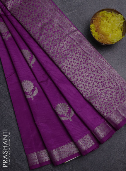 Semi raw silk saree purple with zari woven buttas and zari woven border