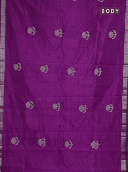 Semi raw silk saree purple with zari woven buttas and zari woven border