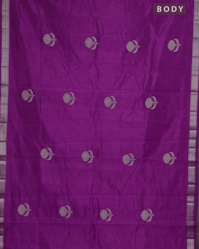Semi raw silk saree purple with zari woven buttas and zari woven border