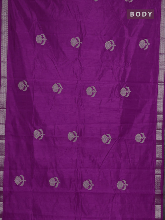 Semi raw silk saree purple with zari woven buttas and zari woven border
